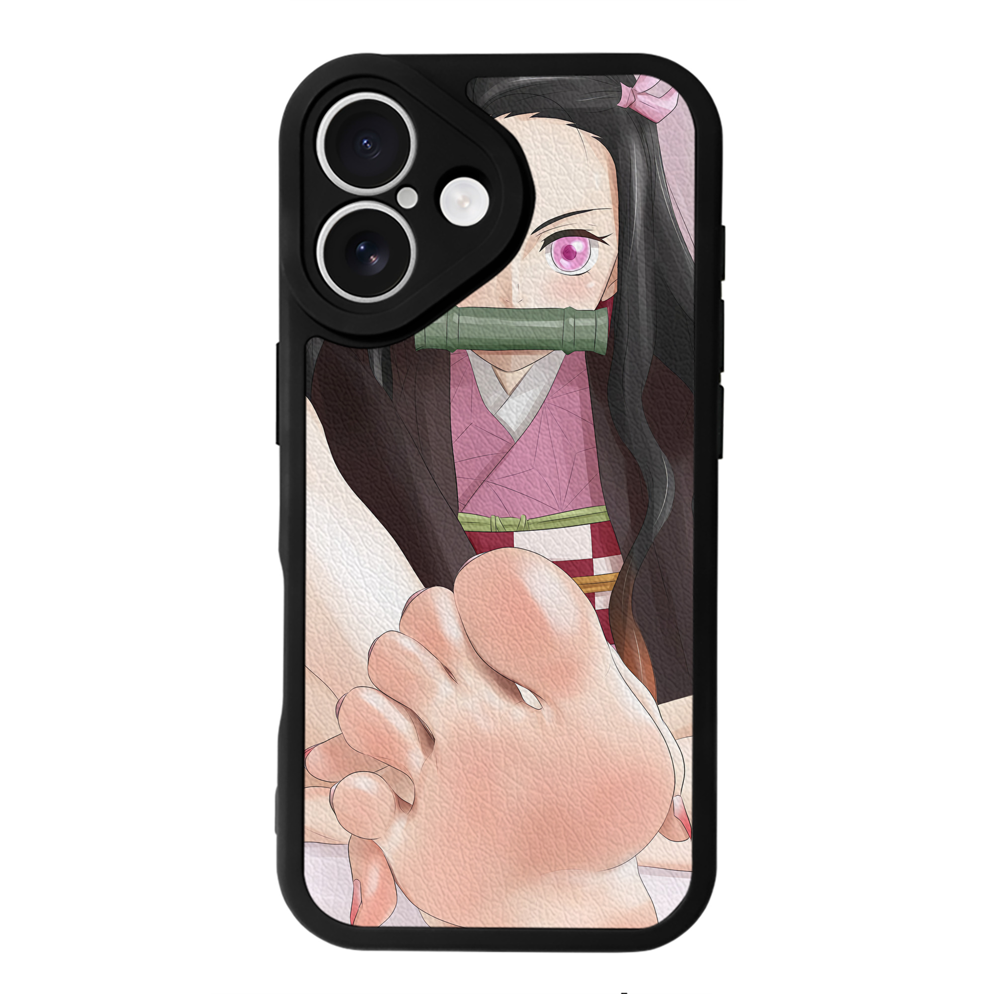 （画像用） 鬼滅の刃（きめつのやいば）竈門 禰󠄀豆子／かまど ねずこ Kamado Nezuko 【iPhone 16シリーズ対応】シリコンスマホケース（レザー調） 材質：シリコン